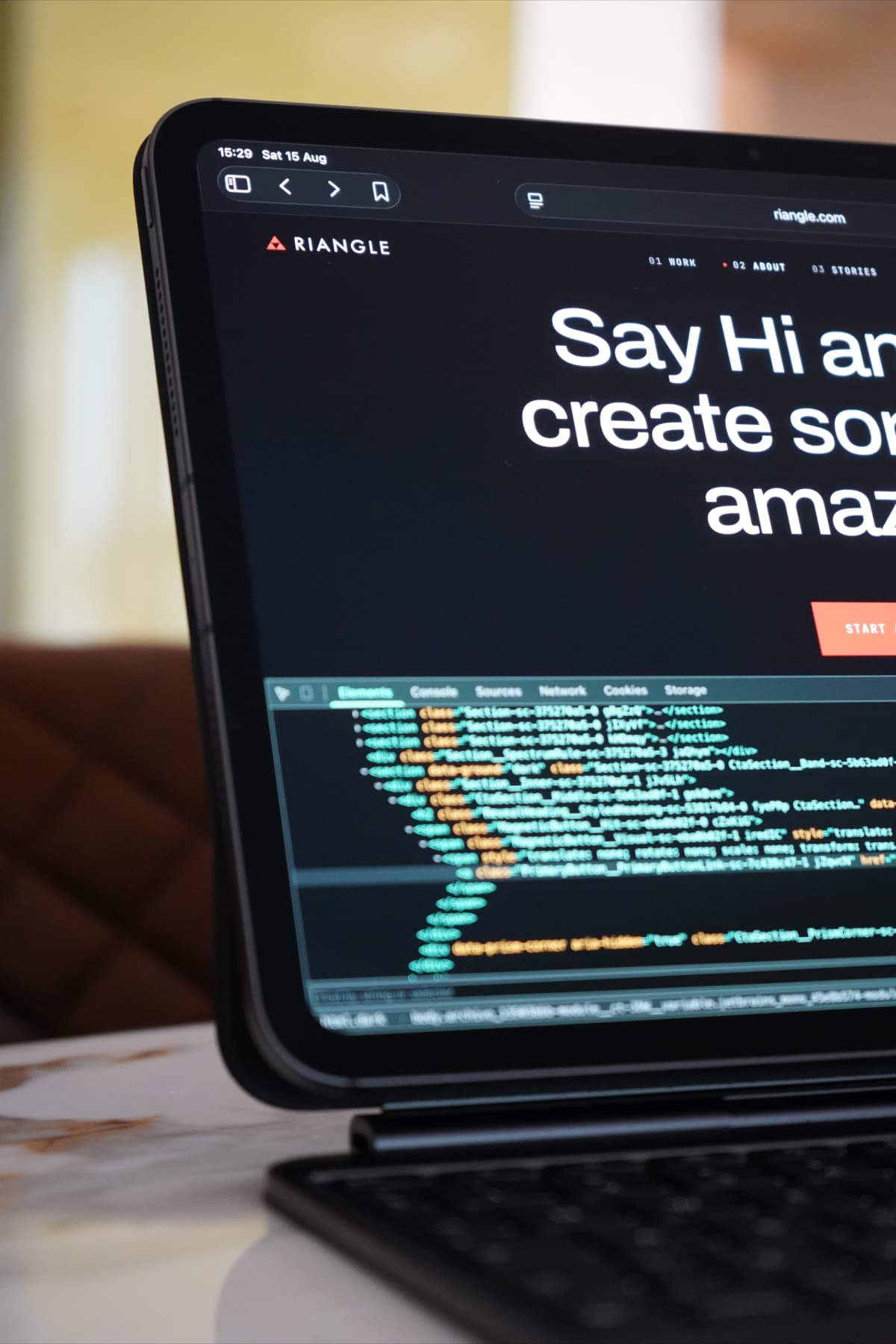 Inspector Lab - DevTools running in Orion on iPadOS: the same panels, on the device in your hands.